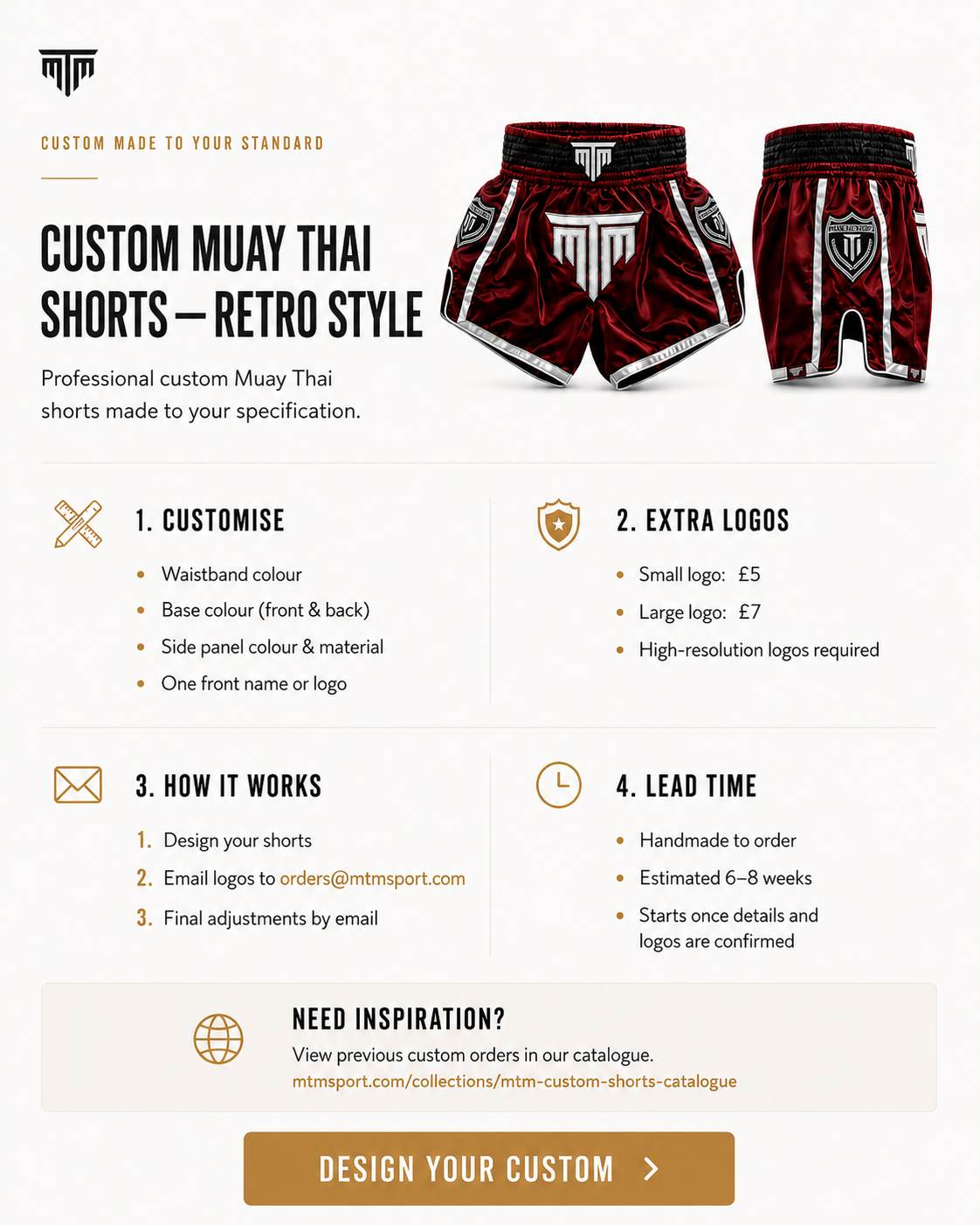 CUSTOM MUAY THAI SHORTS — RETRO STYLE