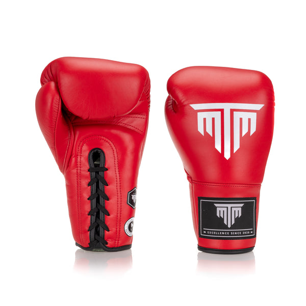 PRO LACE UP BOXING GLOVES - RED