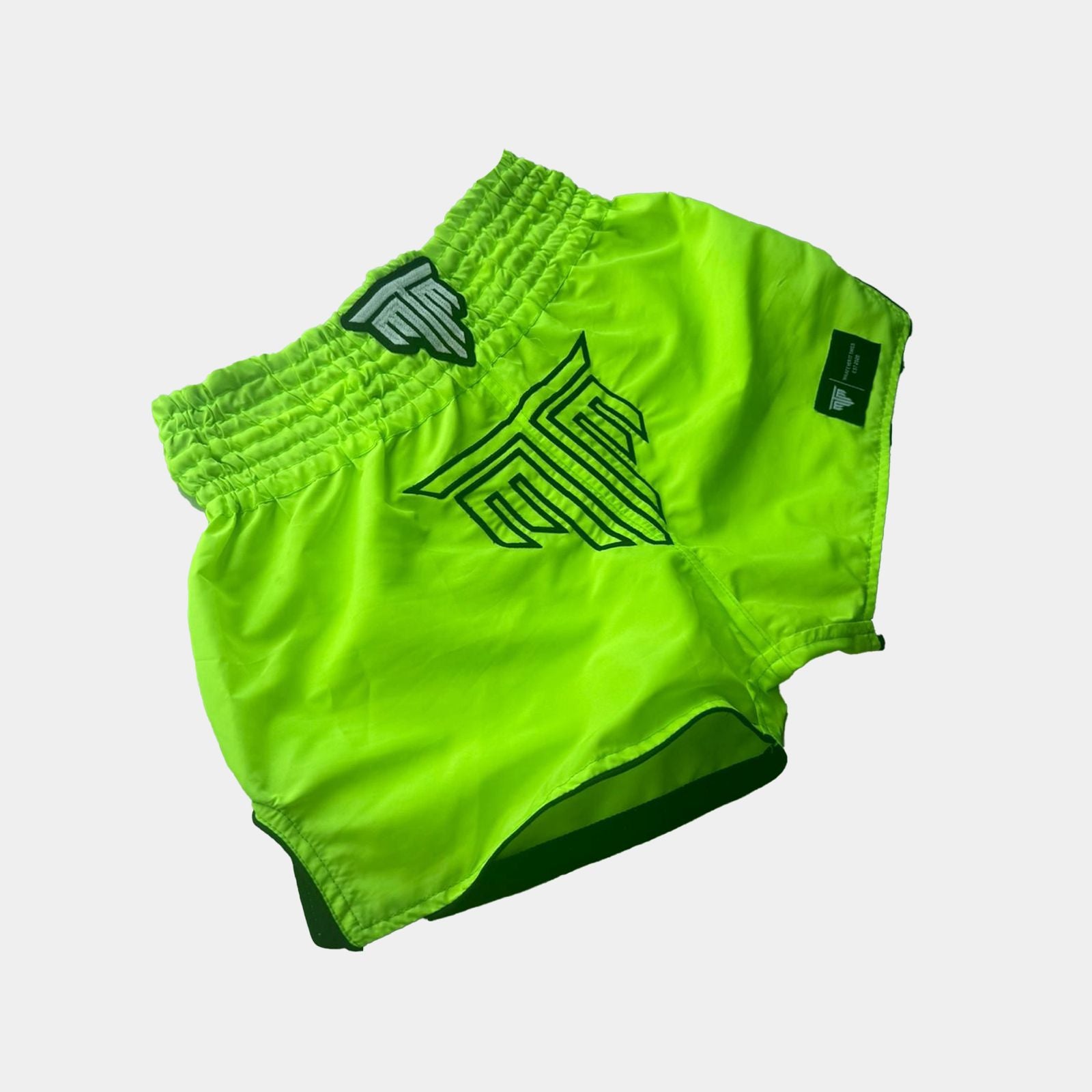 "NEON STRIKE" MUAY THAI SHORTS - LIME GREEN