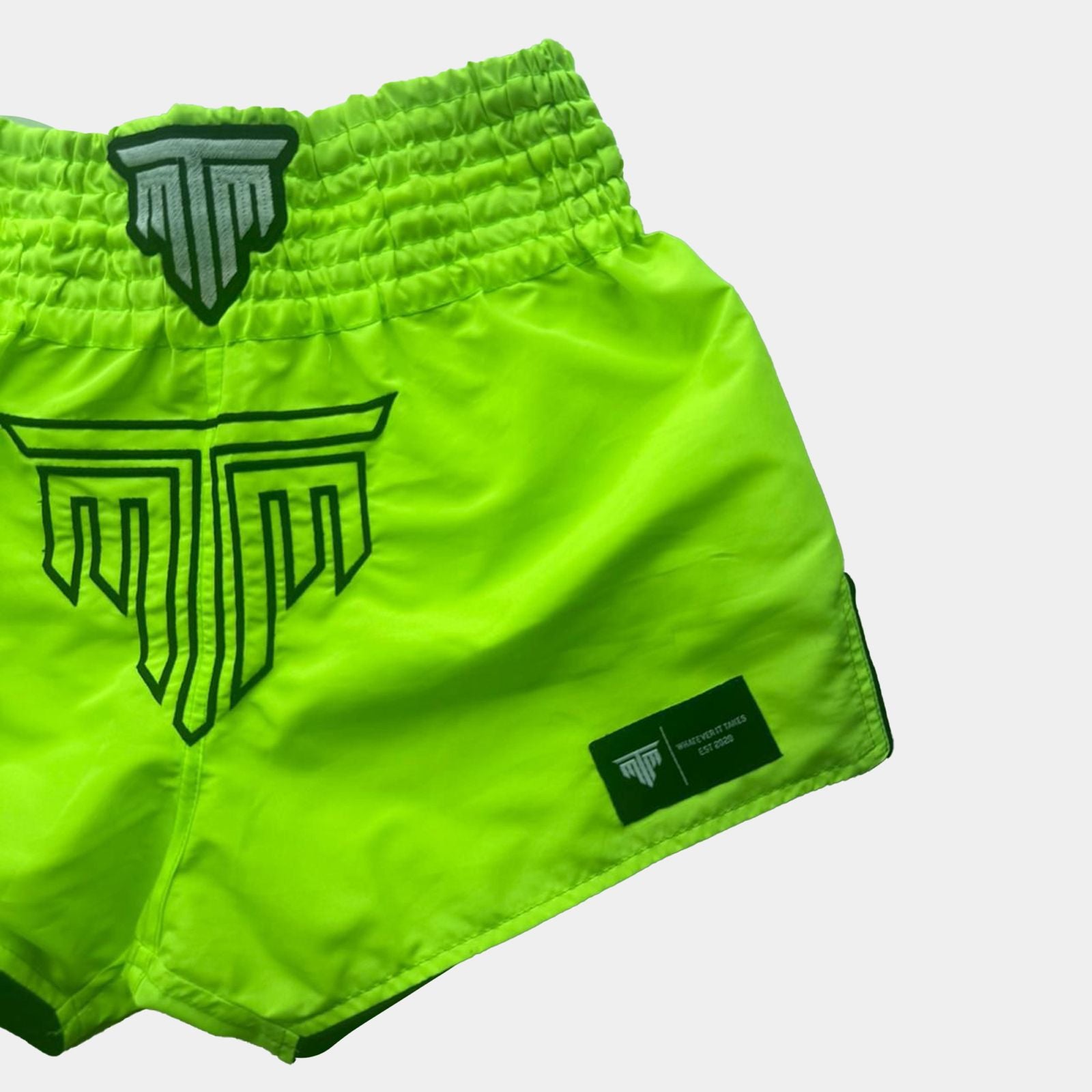"NEON STRIKE" MUAY THAI SHORTS - LIME GREEN
