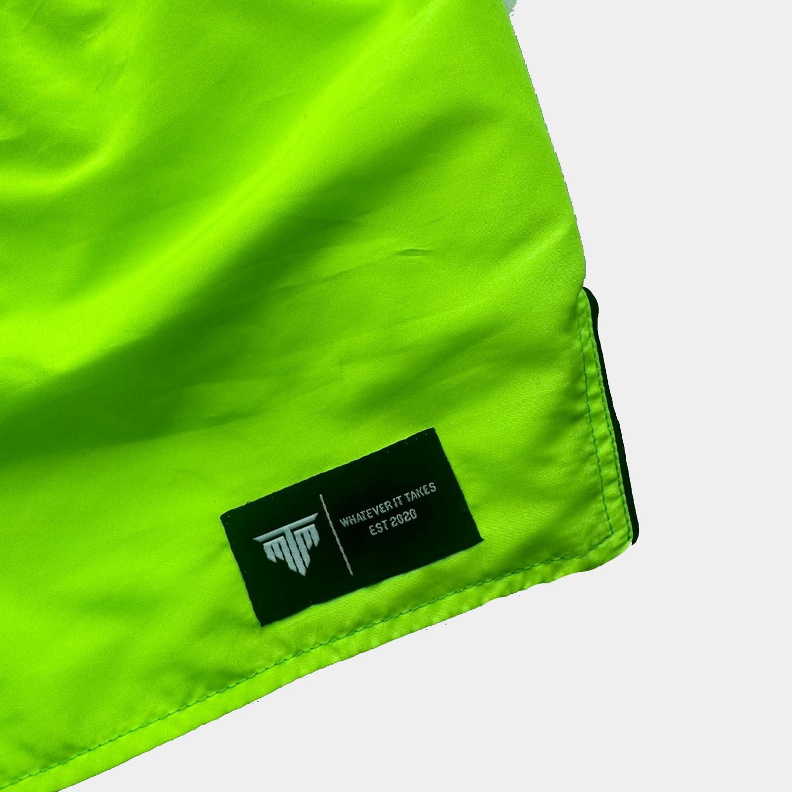 "NEON STRIKE" MUAY THAI SHORTS - LIME GREEN