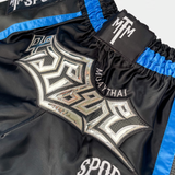 "CARBON" MUAY THAI SHORTS - BLUE/BLACK