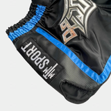 "CARBON" MUAY THAI SHORTS - BLUE/BLACK