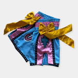 "NAK MUAY” MUAY THAI SHORTS - BLUE/PINK